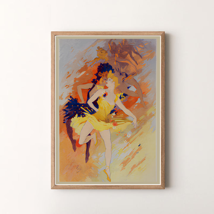Elegant Belle Époque poster print La Danse by artist Jules Chéret featuring classical dance movement in Paris France. MapYourDreams offers versatile framed, unframed, and canvas print options.