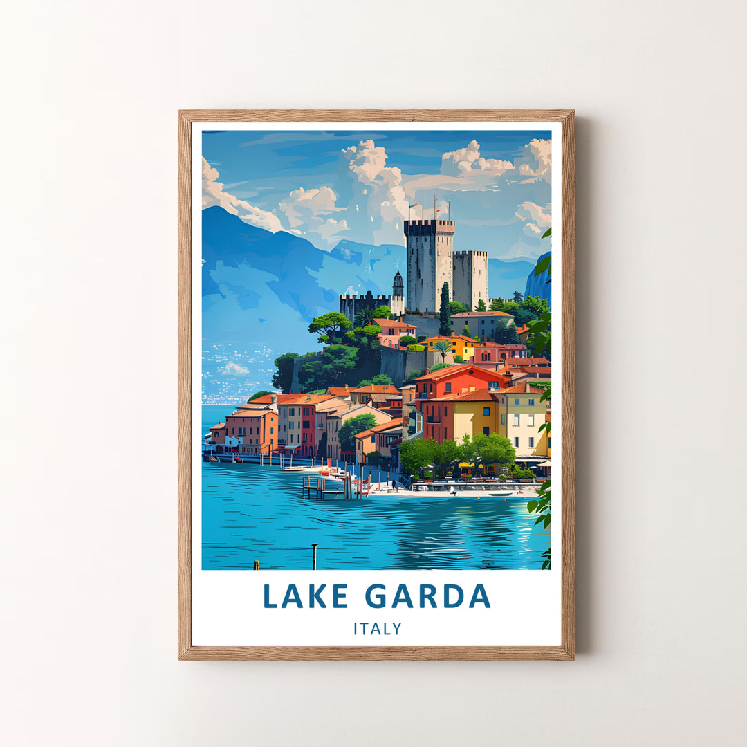 Lake Garda Italy Travel Poster | Malcesine Castle Wall Art