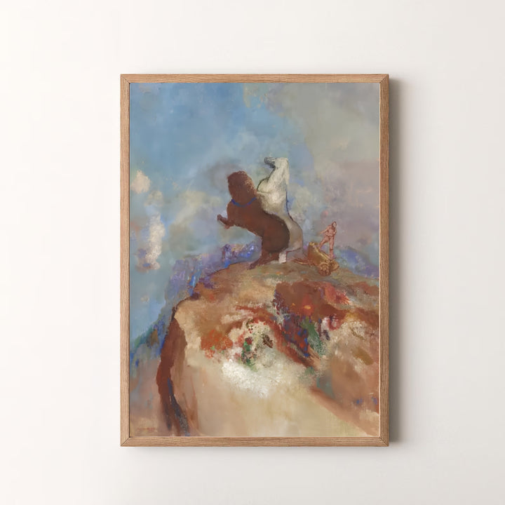 Vintage Symbolist mythological study wall art of Odilon Redon Apollo In His Chariot 1905 preserved in Rijksmuseum Amsterdam. MapYourDreams offers versatile framed prints, unframed paper poster decor, and gallery canvas print choices for every room in your home.