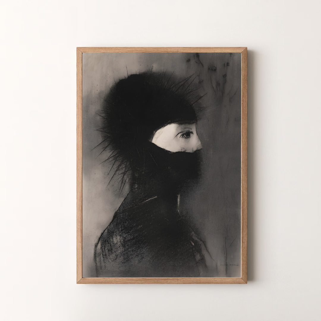 Vintage Symbolist dark study wall art of Odilon Redon Armor 1891 preserved in The Metropolitan Museum of Art in New York City. MapYourDreams offers versatile framed prints, unframed paper poster decor, and gallery canvas print choices for every room in your home interior.