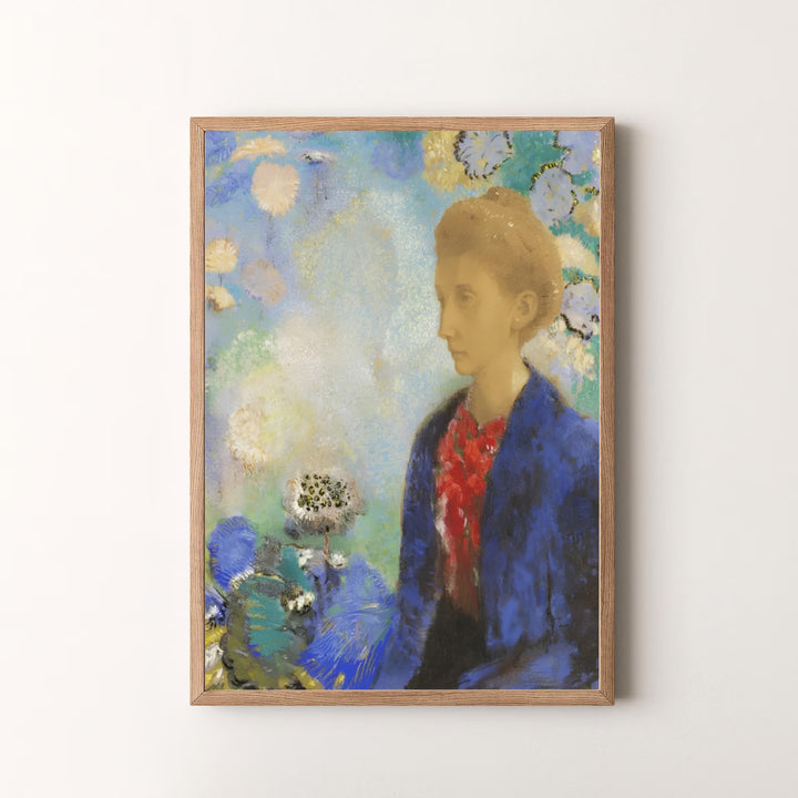 Masterfully balancing delicate facial features with an explosion of colorful botanical motifs, Odilon Redon&