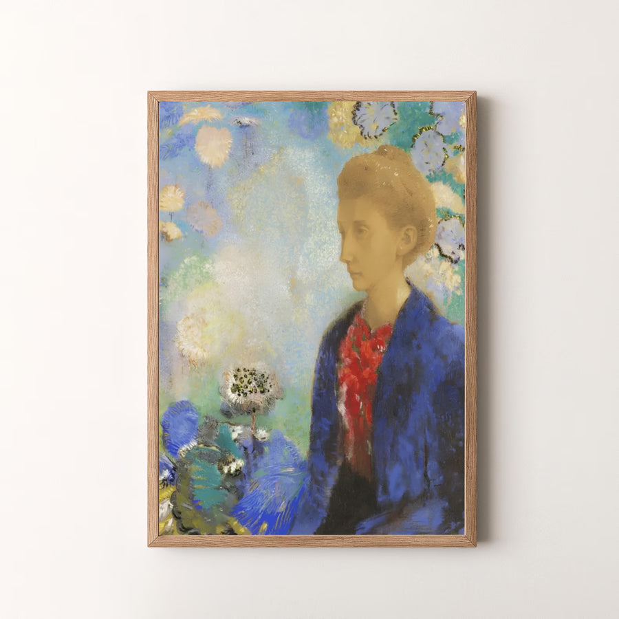 Masterfully balancing delicate facial features with an explosion of colorful botanical motifs, Odilon Redon&