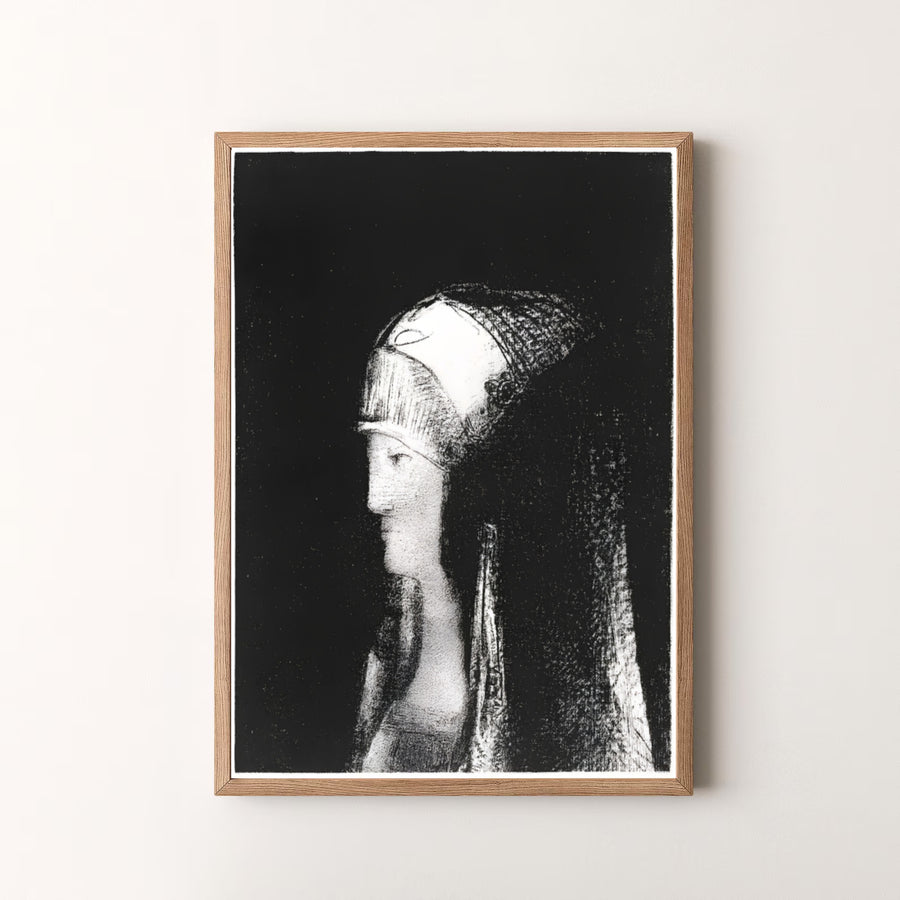 Beautiful black and white fine art lithograph Druidesse by Odilon Redon from 1891. MapYourDreams makes it simple to style your room, offering this artwork in loose unframed paper, custom picture frames, and stretched canvas wraps.