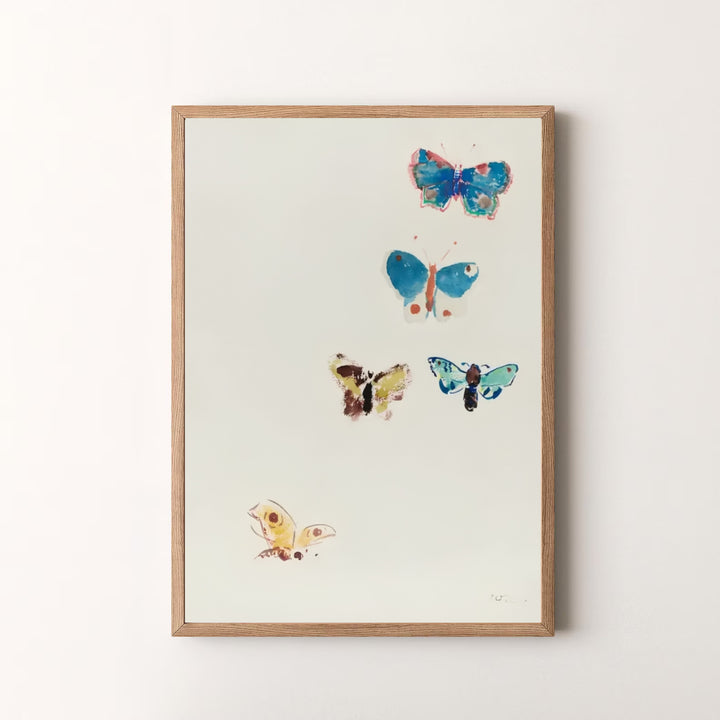 Beautiful colorful fine art print Five Butterflies by Odilon Redon from 1910. MapYourDreams makes it simple to style your room, offering this artwork in loose unframed paper, custom picture frames, and stretched canvas wraps.