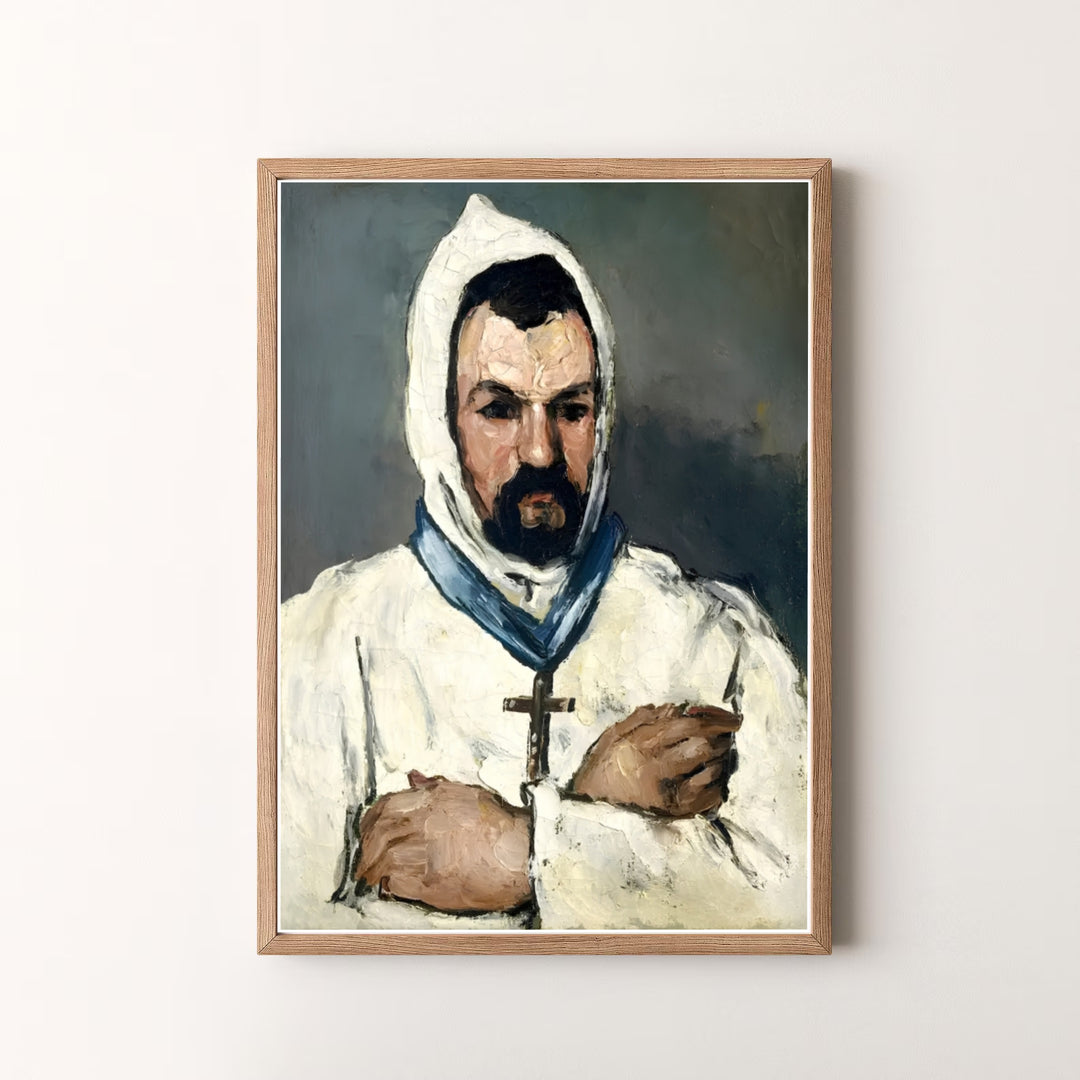 Decorative art history print of Paul Cezanne Uncle Dominique As A Monk 1866 capturing a classic French figure setup in Aix-en-Provence France. MapYourDreams offers versatile framed prints, unframed paper wall decor, and gallery canvas print choices for passionate art buyers.