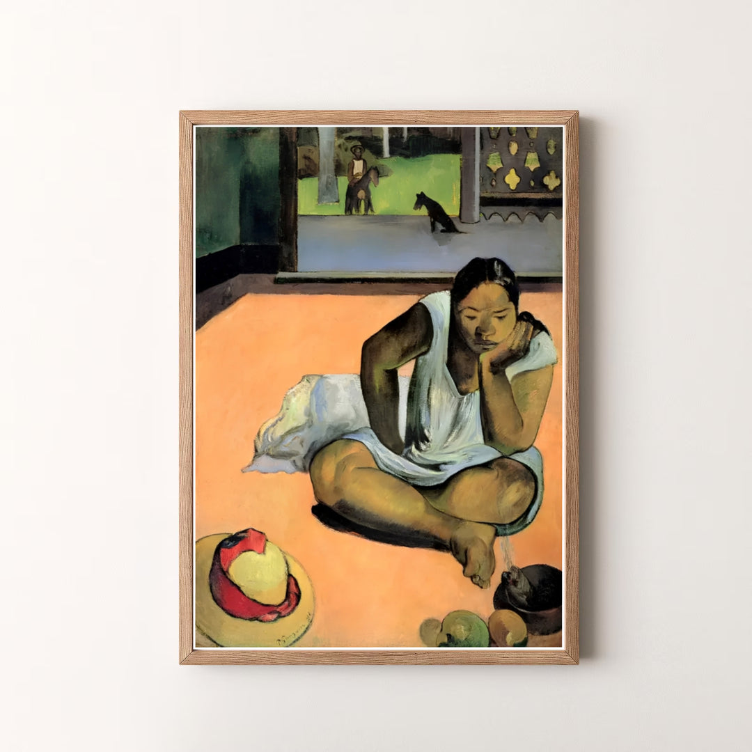 Decorative art history print of Paul Gauguin Brooding Woman Te Faaturuma 1891 capturing a quiet interior moment in Tahiti French Polynesia. MapYourDreams offers versatile framed prints, unframed paper wall decor, and gallery canvas print choices for passionate home art buyers.