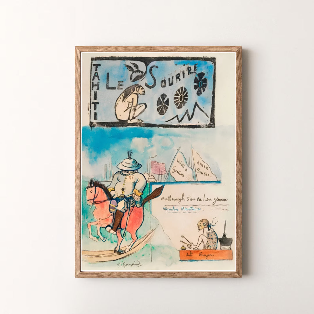 Decorative art history print of Paul Gauguin Caricatures Governor Gallet 1900 capturing a rare woodcut monotype in Papeete, Tahiti, French Polynesia. MapYourDreams offers versatile framed prints, unframed paper wall decor, and gallery canvas print choices for passionate home art buyers.