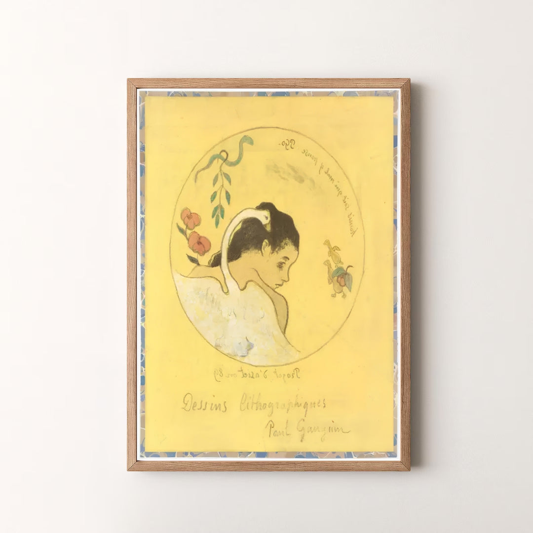 Decorative fine art print of Paul Gauguin Design For A Plate 1889 capturing authentic 19th-century French symbolism in Brittany, France. MapYourDreams offers versatile framed prints, unframed paper wall decor, and gallery canvas print choices for passionate art lovers.