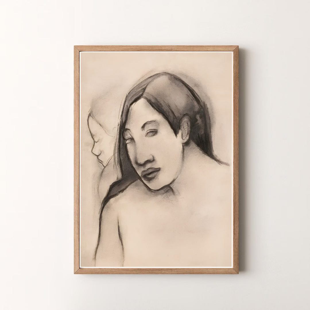 Decorative fine art print of Paul Gauguin Heads Of Tahitian Women 1891 capturing authentic 19th-century Tahitian portrait drawings in Tahiti, French Polynesia. MapYourDreams offers versatile framed prints, unframed paper wall decor, and gallery canvas print choices for passionate art lovers.