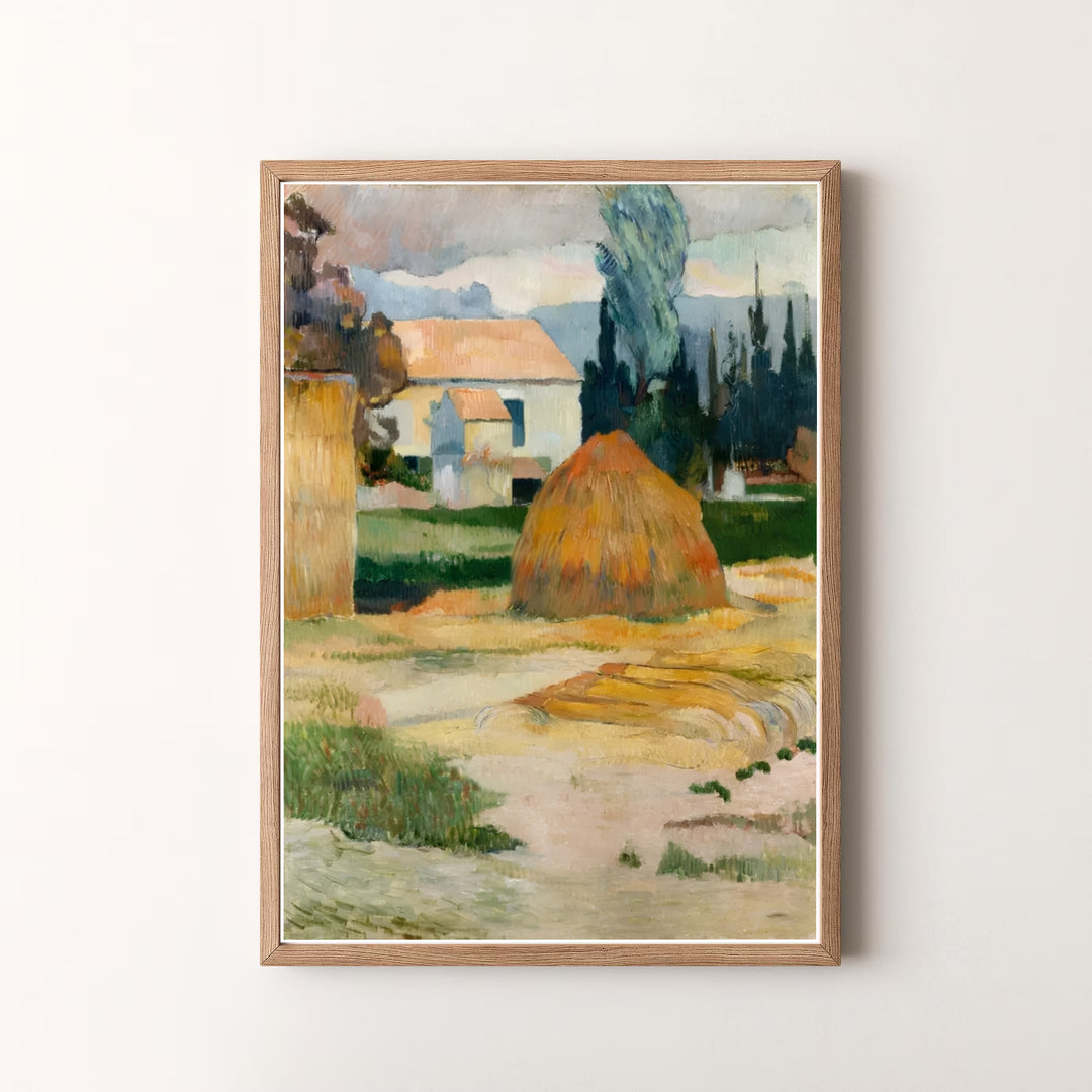 Decorative fine art print of Paul Gauguin Landscape Near Arles 1888 capturing authentic 19th-century French landscapes in Arles, Provence, France. MapYourDreams offers versatile framed prints, unframed paper wall decor, and gallery canvas print choices for passionate art lovers.