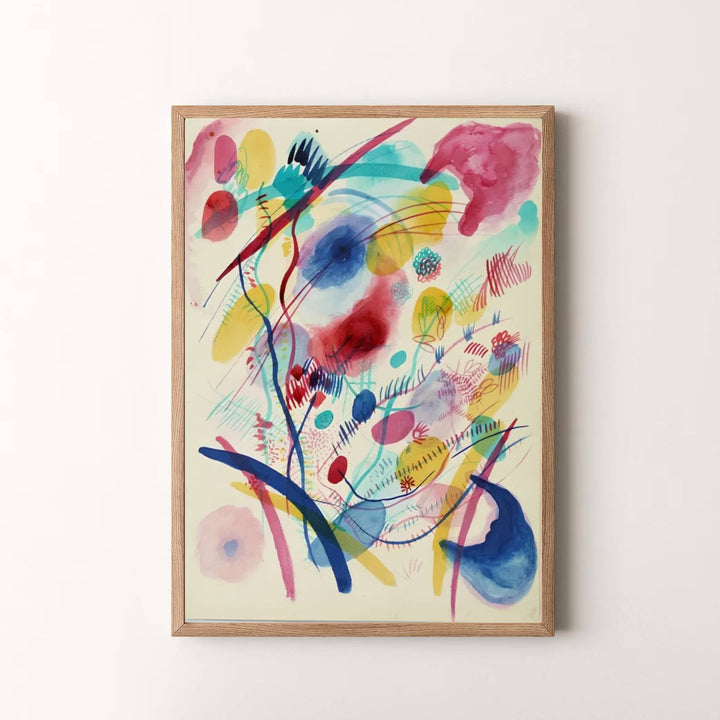 Masterfully balancing vibrant watercolor bleeds with delicate linear accents, Wassily Kandinsky&