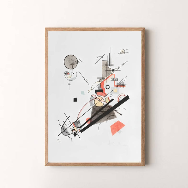 Masterfully balancing precise diagonal vectors with a clean white field, this Wassily Kandinsky Joyful Ascent Bauhaus print is a timeless celebration of modernist design history. MapYourDreams delivers this exquisite wall art in adaptable formats, allowing you to choose between unframed prints, custom frames, and gallery-quality canvas wraps.